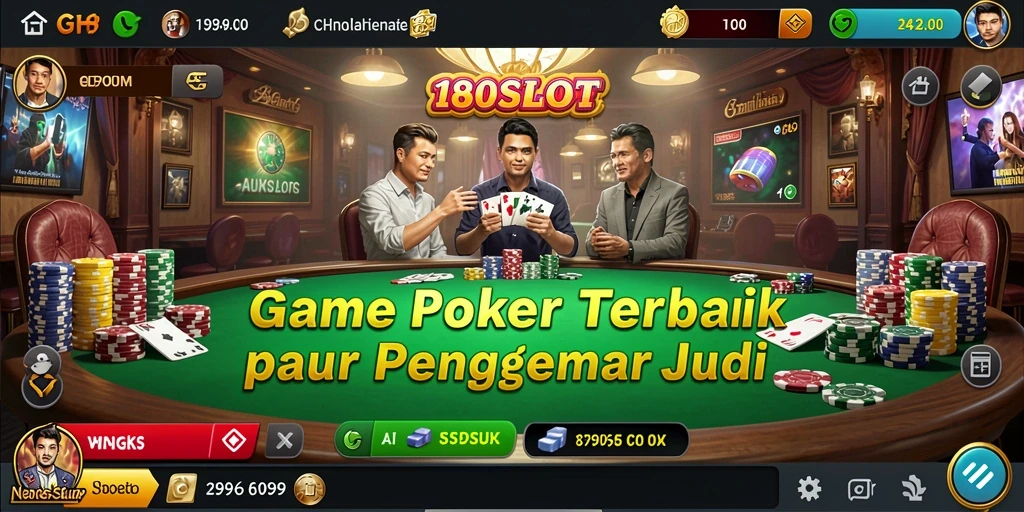 Screenshot utama 180SLOT menampilkan intensitas permainan Poker.