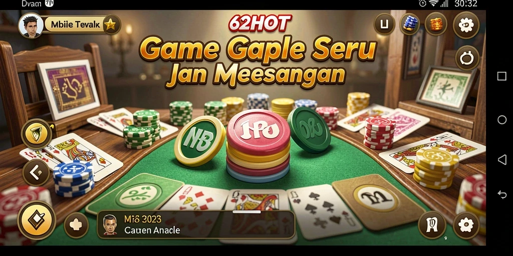 Tampilan gameplay Gaple di 62HOT yang menarik dan seru.