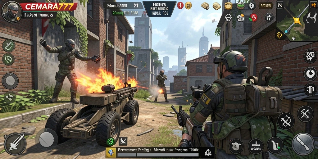 Screenshot CEMARA777 menampilkan pertempuran strategi yang intens.