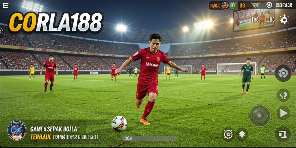 Screenshot gameplay CORLA188 yang mendebarkan di lapangan sepak bola.