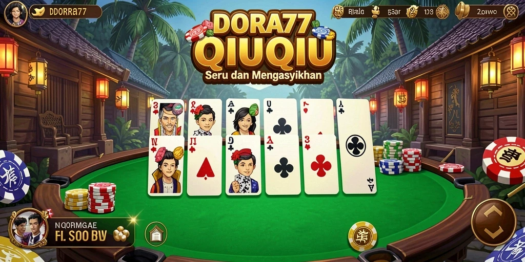 Screenshot gameplay DORA77 menunjukkan keseruan bermain QiuQiu.
