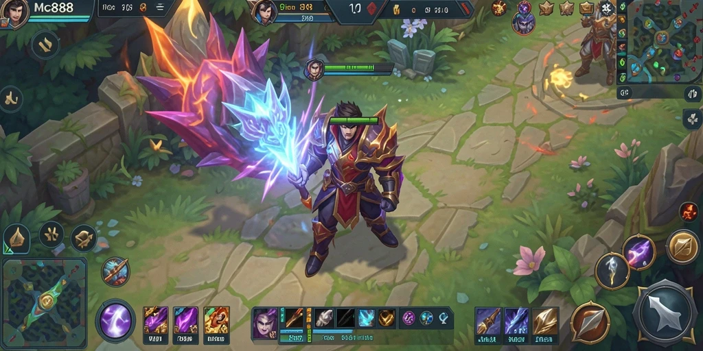 Tampilan gameplay MOBA seru di MC888 dengan karakter yang dinamis.