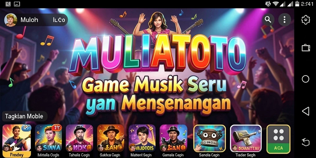 Screenshot MULIATOTO menampilkan gameplay musik yang seru dan menarik.