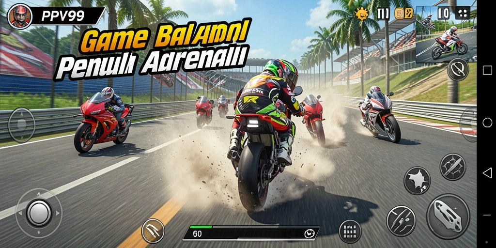 Tampilan gameplay balap motor yang mendebarkan di PPV99.