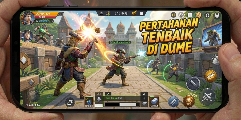 Tangkapan layar utama permainan Tower Defense yang menegangkan di QUARKPLAY.