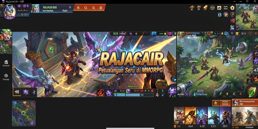 Screenshot utama RAJACAIR menampilkan aksi pertarungan seru di dunia MMORPG.