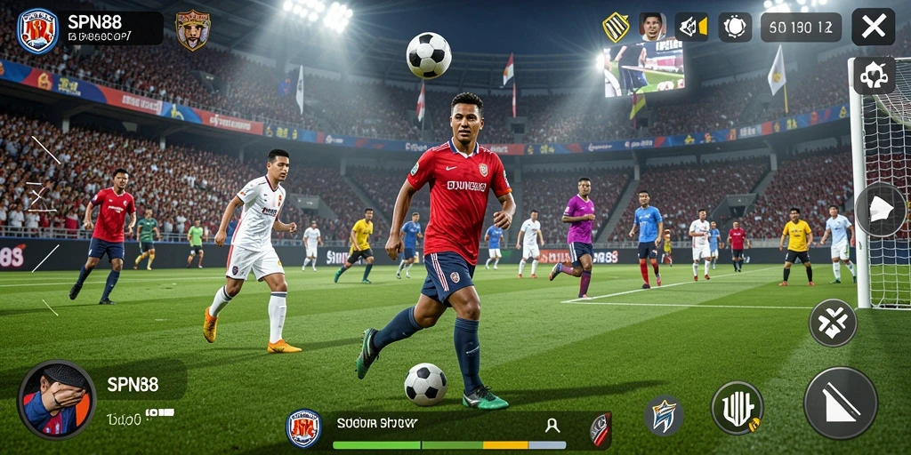 Tangkapan layar gameplay SPN88 menampilkan momen seru dalam pertandingan olahraga.