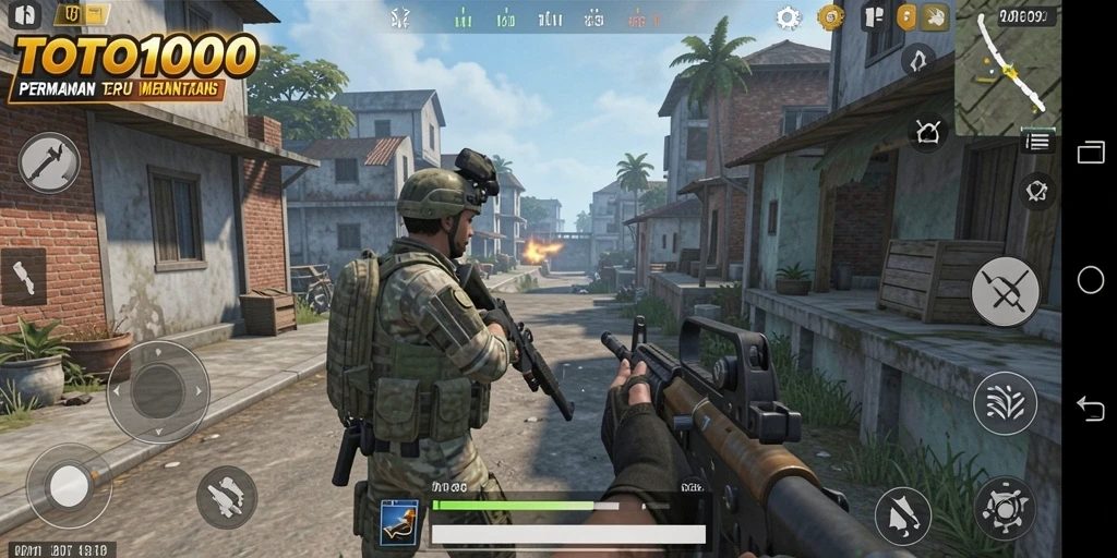 Screenshot gameplay TOTO1000 yang menampilkan aksi seru dalam pertempuran TPS.